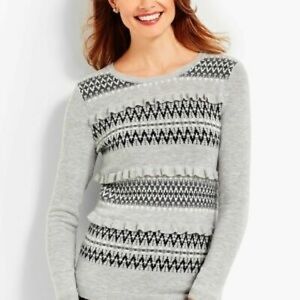 Talbots | grey Ruffle front fair isle swears